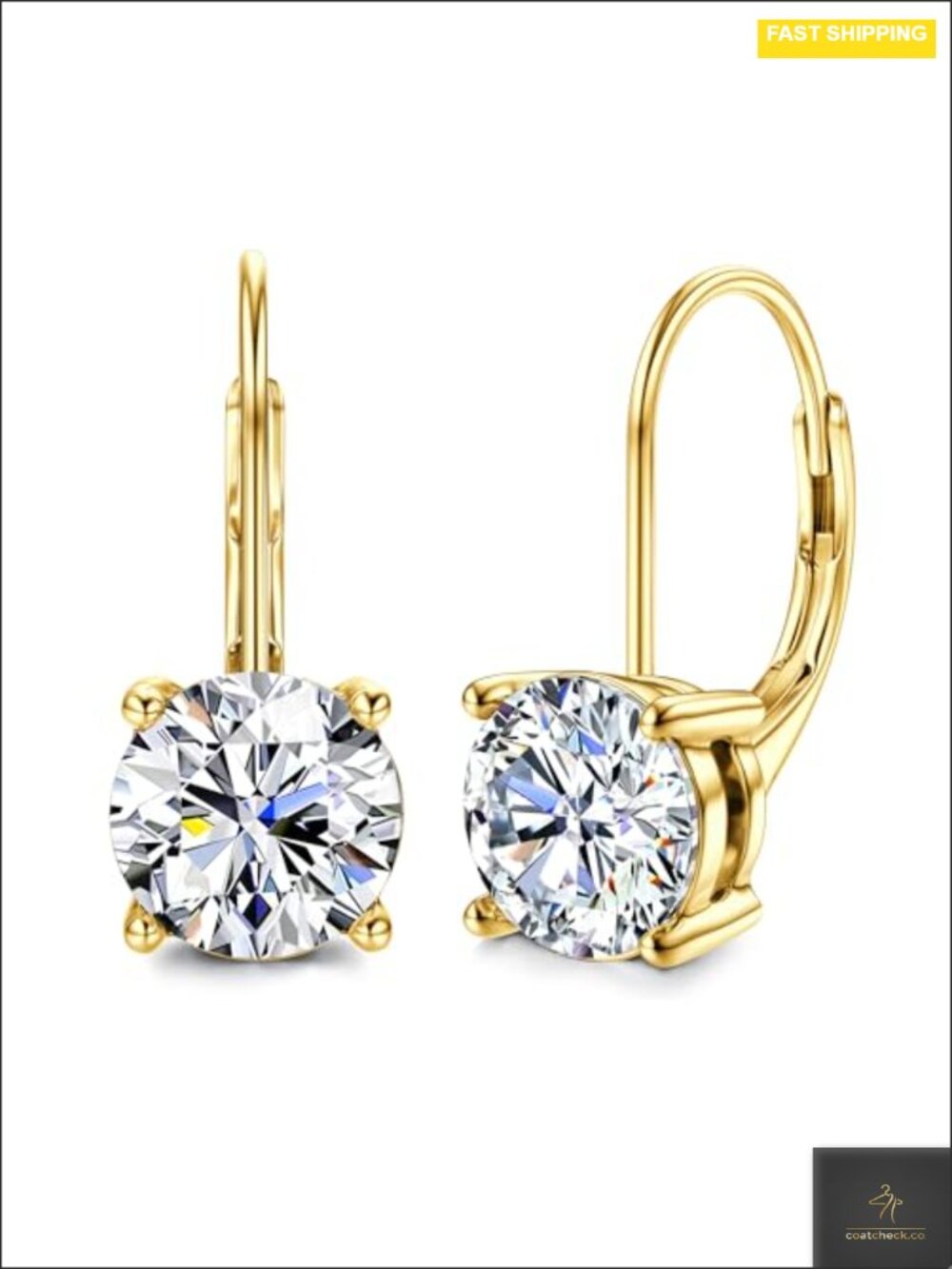 Moissanite Earrings Drop Dangle Leverback 18K White Gold Plated Sterling Silver